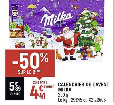 calendrier de l'avent milka