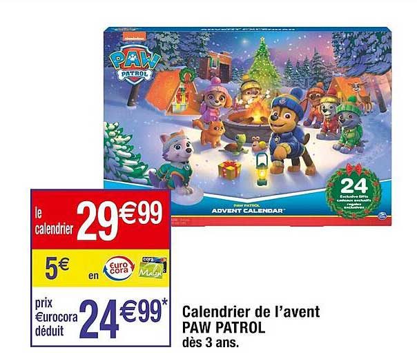 calendrier de l'avent paw patrol