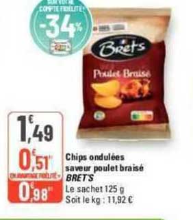 chips ondulées saveur poulet braisé bret's