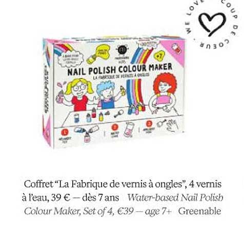 coffret "la fabrique de vernis à ongles", 4 vernis à l'eau