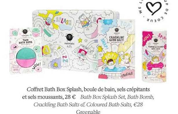 coffret bath box splash, boule de bain, sels crépitants, et sels moussants
