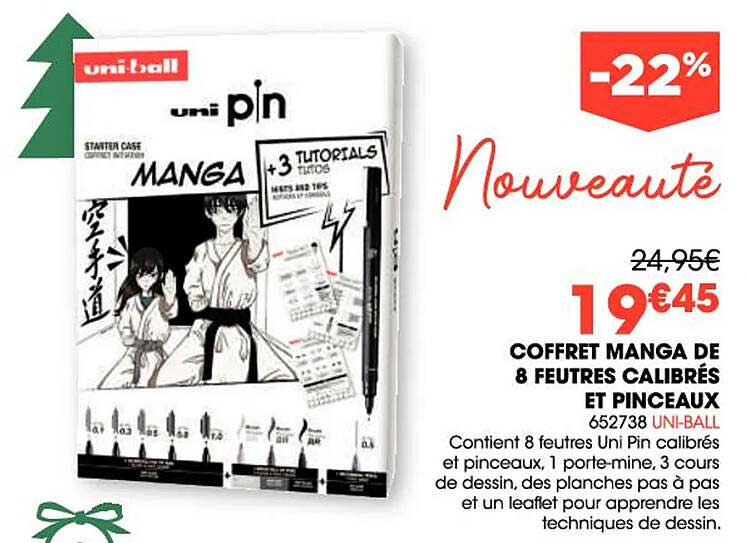 coffret manga de 8 feutres calibrés et pinceaux uni-ball