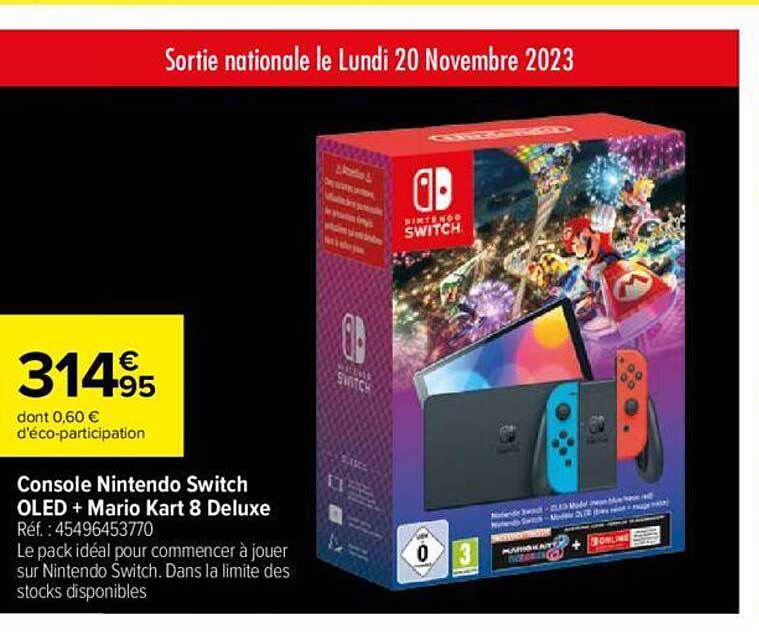 console nintendo switch oled + mario kart 8 deluxe