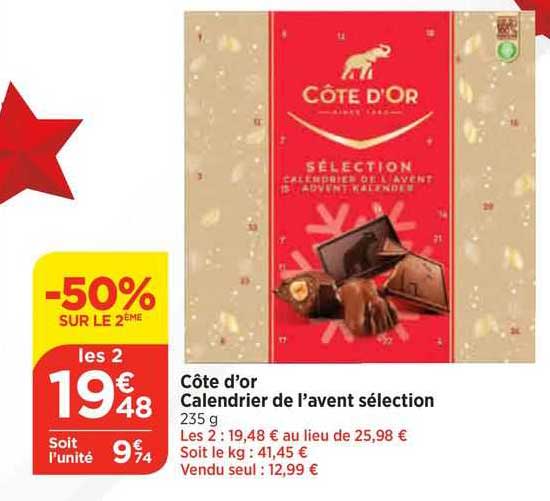 côte d'or calendrier de l'avent sélection