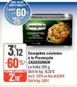 Courgettes Cuisinées à La Provençale Cassegrain