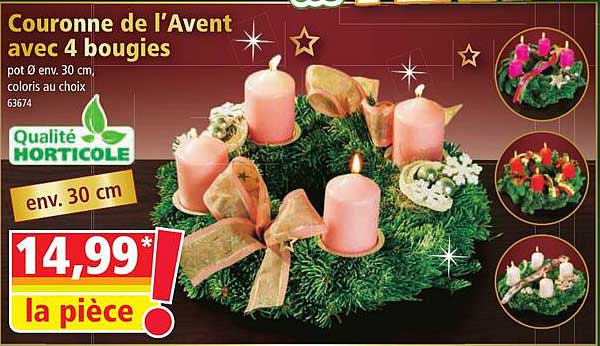 couronne de l'avent avec 4 bougies