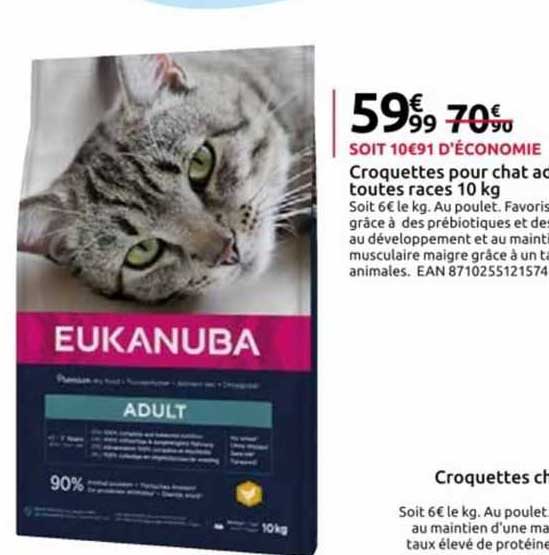 croquettes pour chat adulte toutes races 10 kg