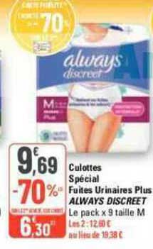 culottes spécial fuites urinaires plus always discreet