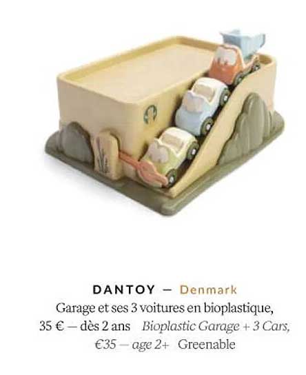 dantoy garage et ses 3 voitures en bioplastique