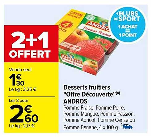Desserts Fruitiers "offre Découverte" Andros