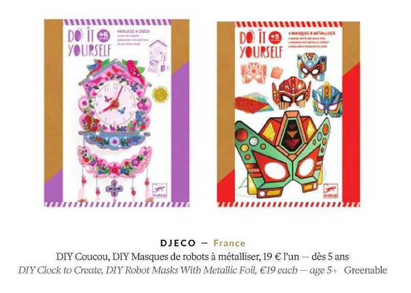djeco diy coucou, diy masques de robots à métalliser