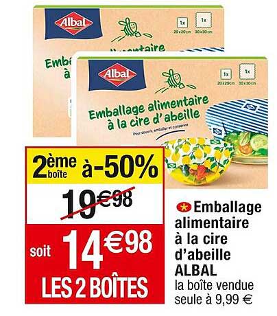 emballage alimentaire à la cire d'abeille albal
