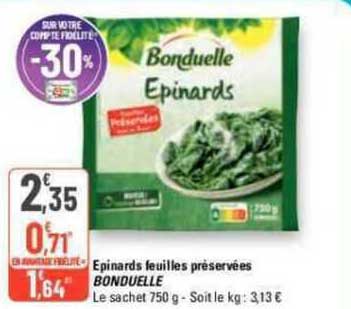 épinards feuilles préservées bonduelle