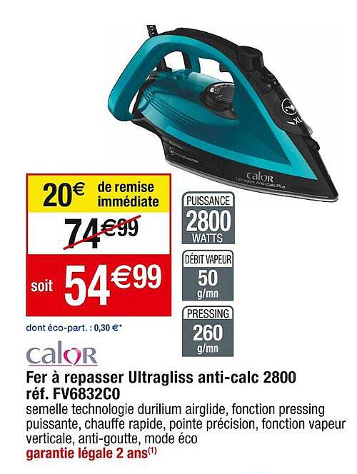 fer à repasser ultragliss anti-calc 2800 calor