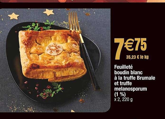 feuilleté boudin blanc à la truffe brumale et truffe melanosporum