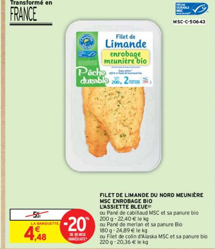 filet de limande du nord meunière msc enrobage bio l'assiette bleue