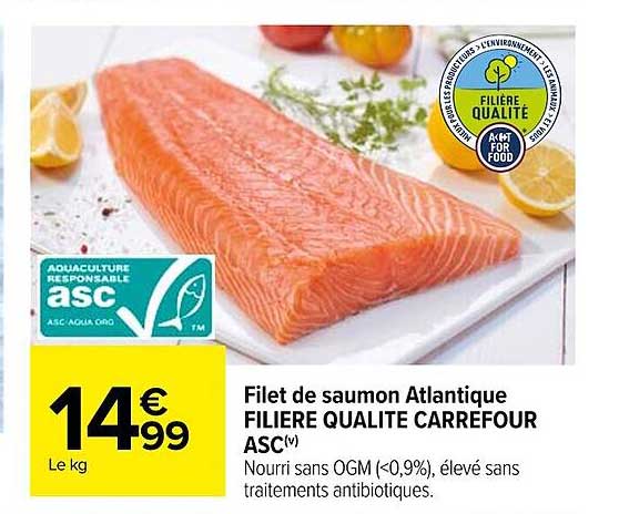 Filet De Saumon Atlantique Filière Qualité Carrefour Asc