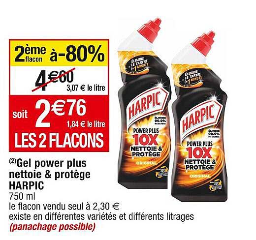 gel power plus nettoie & protège harpic