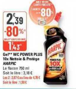 gel wc power plus 10x nettoie & protège harpic