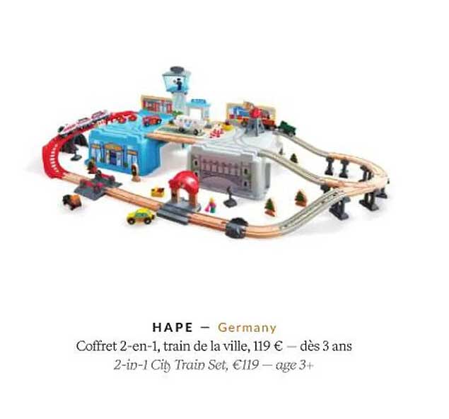 hape coffret 2-en-1, train de la ville