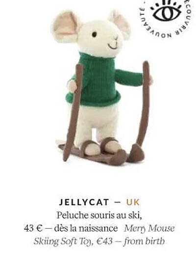 jellycat peluche souris au ski