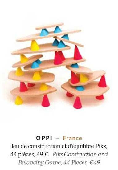 jeu de construction et d'équilibre piks, 44 pièces - oppi