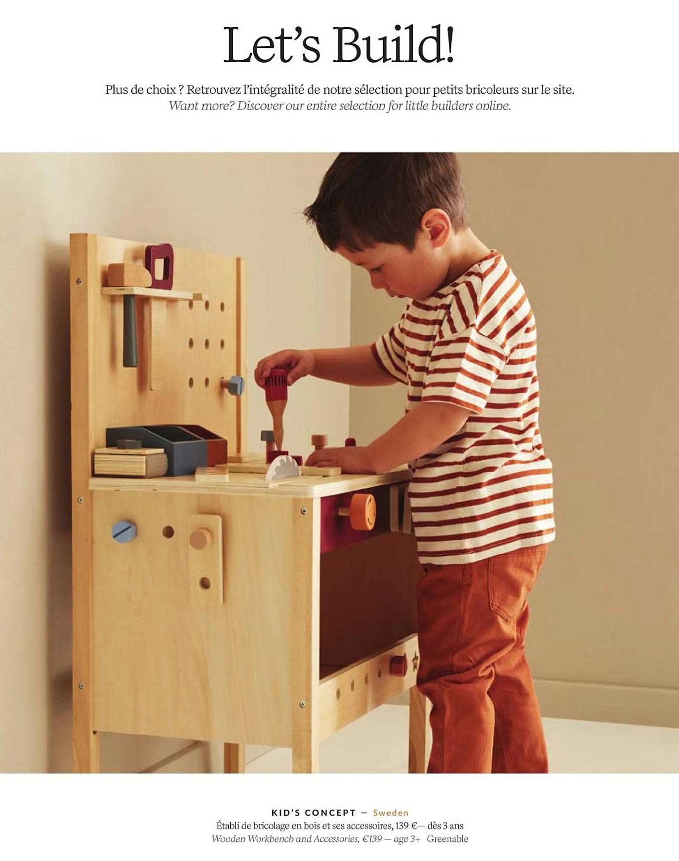 kid's concept établi de bricolage en bois et ses accessoires