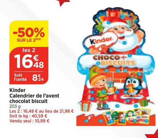 kinder calendrier de l'avent chocolat biscuits