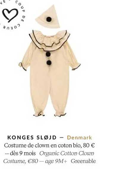 konges sløjd costume de clown en coton bio