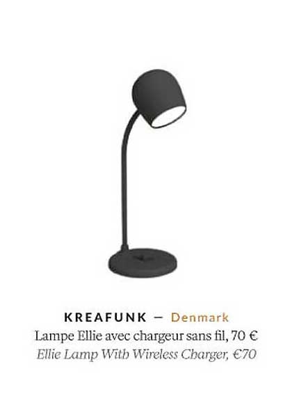 kreafunk lampe ellie avec chargeur sans fil