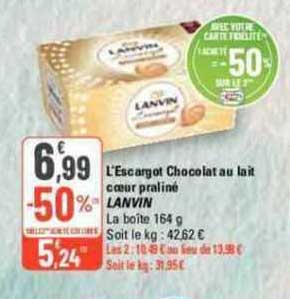 l'escargot chocolat au lait cœur praliné lanvin