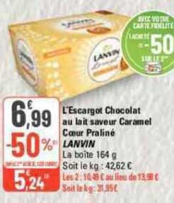 l'escargot chocolat au lait saveur caramel cœur praliné lanvin
