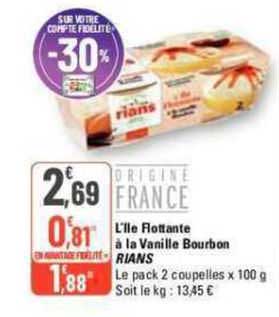 l'ile flottante à la vanille bourbon rians