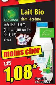 lait bio demi-écrémé bio sonne