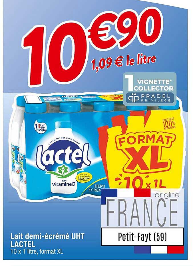 lait demi-écrémé uht lactel
