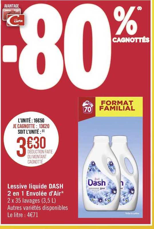 lessive liquide dash 2 en 1 envolée d'air