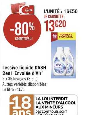 lessive liquide dash 2 en 1 envolée d'air
