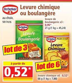 levure chimique ou boulangère dr.oetker