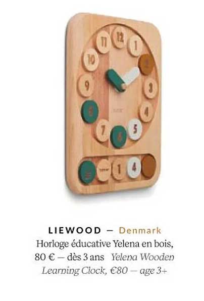 liewood horloge éducative yelena en bois