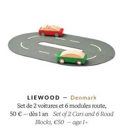 liewood set de 2 voitures et 6 modules route