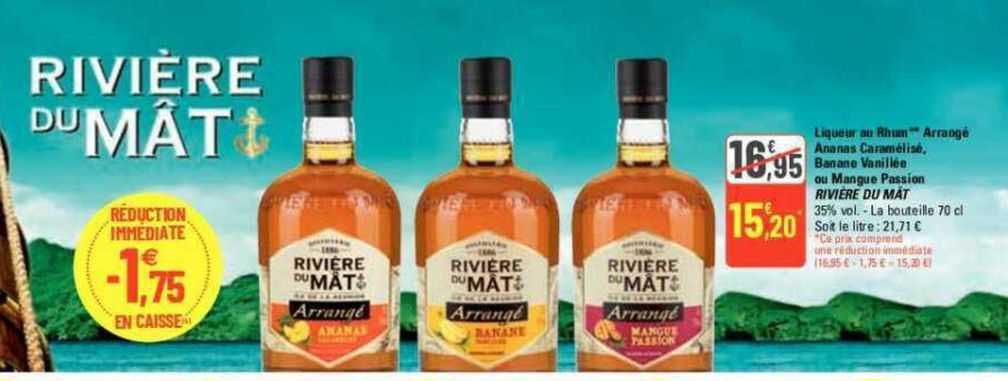 liqueur au rhum arrangé ananas caramélisé, banane vanillée ou mangue passion rivière du mât