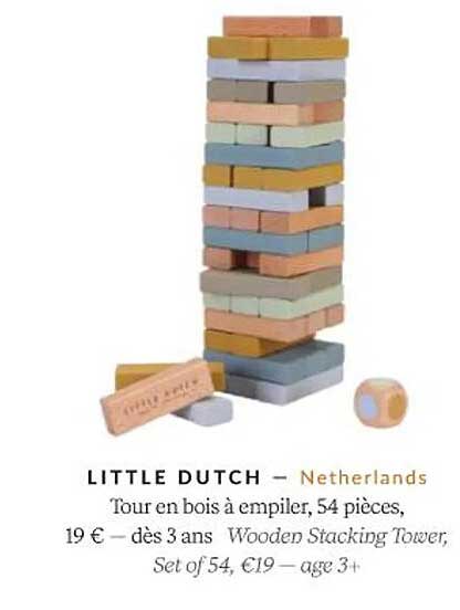 little dutch tour en bois à empiler, 54 pièces