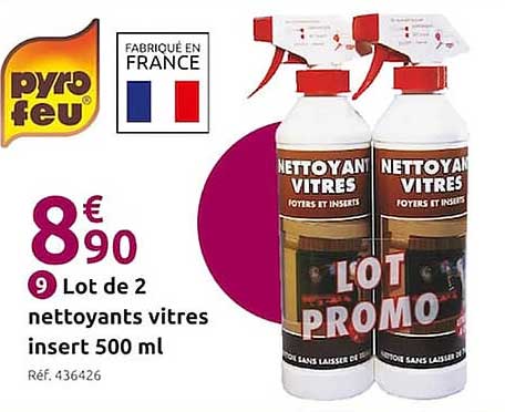 lot de 2 nettoyants vitres insert 500 ml
