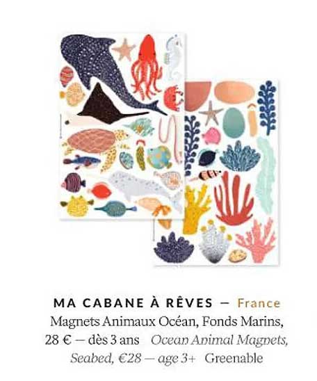ma cabane à rêves magnets animaux océan, fonds marins