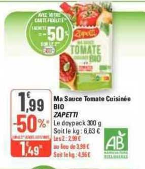Ma Sauce Tomate Cuisinée Bio Zapetti