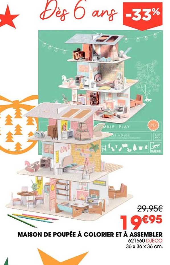 maison de poupée à colorier et à assembler djeco