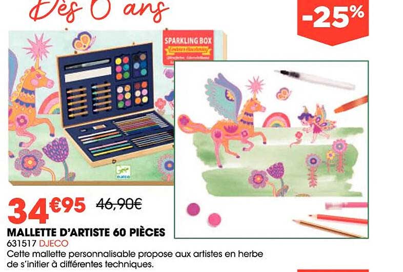 mallette d'artiste 60 pièces djeco