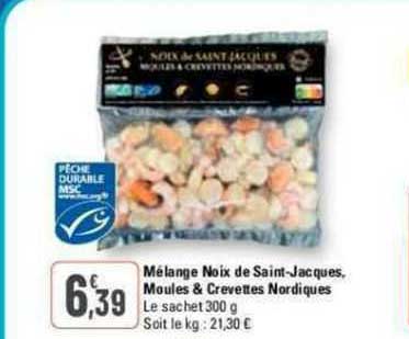 mélange de noix de saint-jacques, moules & crevettes nordiques