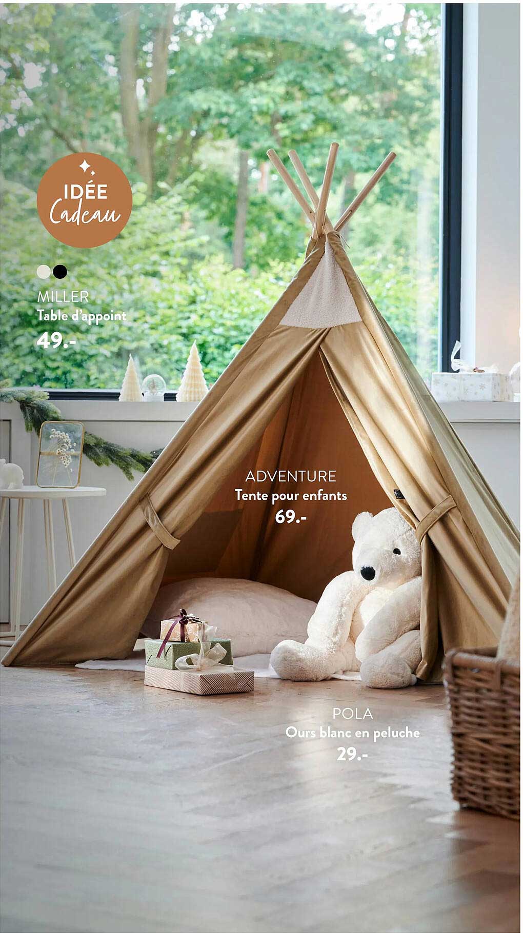 miller table d'appoint, adventure tente pour enfants ou pola ours blanc en peluche