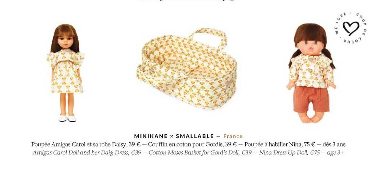 minikane x smallable poupée amigas carol et sa robe daisy